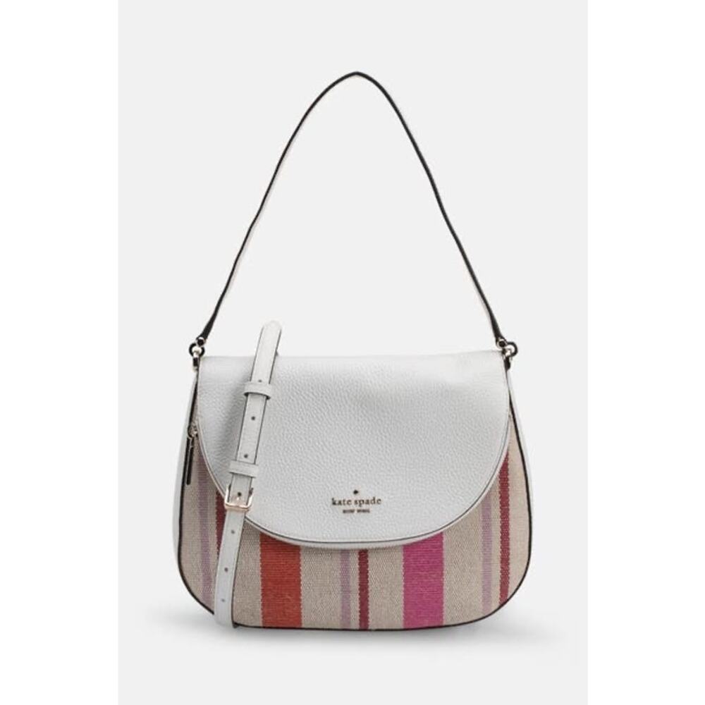 Kate Spade Leila colorful Striped Canvas leather Shoulder Crossbody Bag ✨